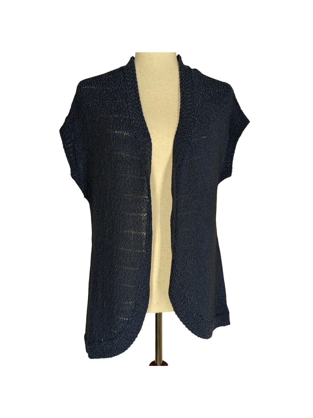 Coldwater Creek Womens Blue Cap Sleeve Open Front Cardigan Sweater Size Medium